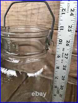One Gallon Jar Clear Glass Bail Handle 1940s Owen Illinois Glass Unique Bottom