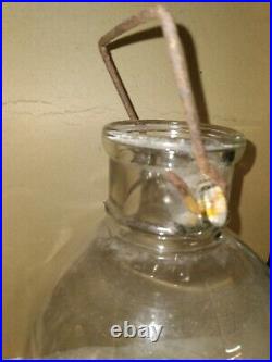 One Gallon Liquid glass jug with metal bail handle VINTAGE