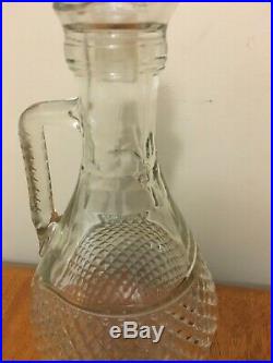 One Large Vintage Antique Clear Glass Wine Decanter with Stopper
