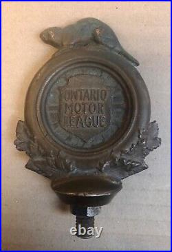Ontario Motor League Brass Hood Ornament Mascot / Badge / Emblem Beaver Canada