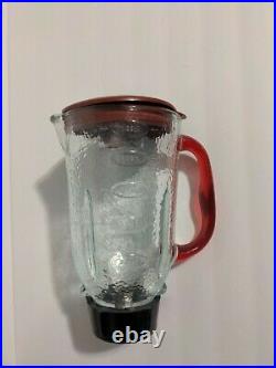 Oster Blender Round Thick Glass Jar 5 Cup 1.5 Liter Pitcher Red Glass Handle