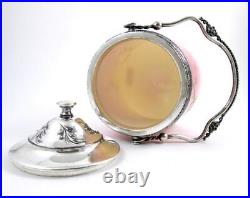PEACHBLOW cracker/BISCUIT JAR Antique NEW ENGLAND GLASS Gold Enamel decor