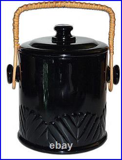 Paden City Black Covered Macaroon / Cookie Jar / Ice Bucket GREAT PIECE