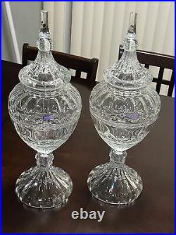 Pair Of Marquis by Waterford Finley 21.5 Wedge Cut Ginger Jar with Lid Crystal