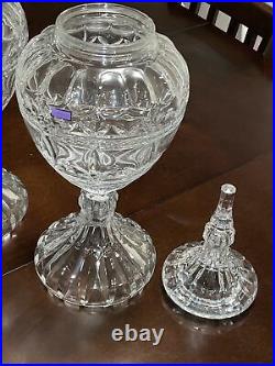 Pair Of Marquis by Waterford Finley 21.5 Wedge Cut Ginger Jar with Lid Crystal