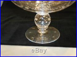 Pairpoint Cut Crystal Covered Jar Compote Sterling Handle Controlled Bubble Stem
