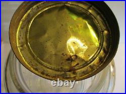 Pickle Jar Large Barrel Shaped Glass Screw Top & Bale Wood Handle Vintage