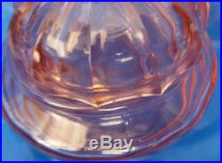 Pink Glass vanity trinket jar lidded shell looking handle