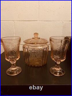 Pink Mayfair Open Rose Cookie Jar Hocking Original Vintage Depression Glass