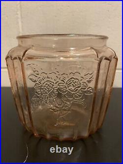 Pink Mayfair Open Rose Cookie Jar Hocking Original Vintage Depression Glass