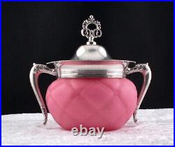 Pink Satin Glass Antique Lidded Biscuit Jar