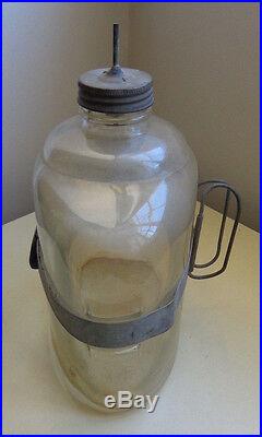 Primitive Glass Kerosene Jar With Metal Armor and Handle