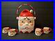 RARE 1950s Christmas UCAGCO Santa Cookie Biscuit Jar & 4 HOLT HOWARD Santa Mugs