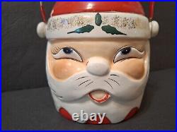 RARE 1950s Christmas UCAGCO Santa Cookie Biscuit Jar & 4 HOLT HOWARD Santa Mugs