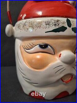 RARE 1950s Christmas UCAGCO Santa Cookie Biscuit Jar & 4 HOLT HOWARD Santa Mugs