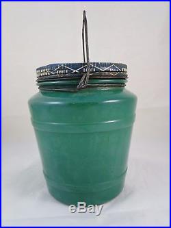 RARE Booth Herring Tidbits Old glass Jar, Metal Lid, Chicago, IL Wire Handle