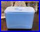 RARE McKee Delphite Poudre Blue 4 X 6 Knob Handled Refrigerator Dish Box Jar