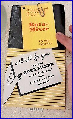 RARE Vtg Roto-Mix 5 Paddle Egg Beater Churn Dayton OH Original Sticker Brochure