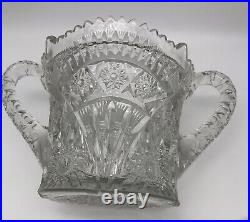 RARE Wheat Sheaf Double Handled Cracker Jar withlid Cambridge/Imperial Glass 1908