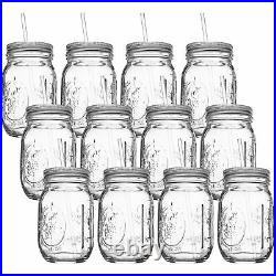 REDNECK SIPPER SET 16oz Mason Jar w Lid and Acrylic Straw Funny Cocktail 12 Pack