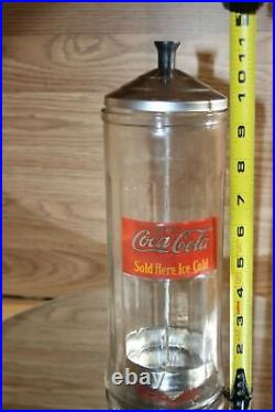 Rare 1993 COCA COLA Vintage Retro Heavy Glass STRAW Dispenser Holder Jar Diner