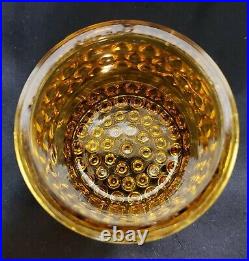 Rare Amber Hobnail Glass Jar with Lid