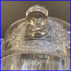 Rare Large EAPG Domed Biscuit Jar Pedestal Compote Handled Art Nouveau