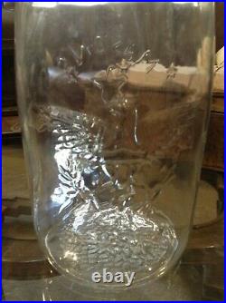 Rare Masons Jar 1858 Eagle Star Clear Glass With LID And Handle Vtg