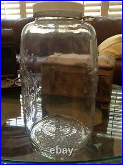 Rare Masons Jar 1858 Eagle Star Clear Glass With LID And Handle Vtg