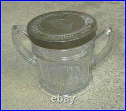 Rare Vintage MAXWELL HOUSE Glass Jar with 2 Handles EMBOSSED TIN TOP LID Metal Old