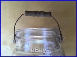 Rare Vintage Owens-Illinois Glass Co. 1 Gallon Butter Churn Jar withWood Handle