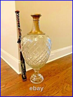 Regency bridal flower decor Diamond Crystal glass huge Vase coastal golden vase