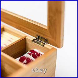 Relaxdays Bamboo Box with 8 Compartments Bag Caddy Wooden with Closable Lid +