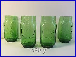 Rolling Rock 33 Beer Tap Handle & Four(4) Embossed Mason Jar Green Glasses NEW