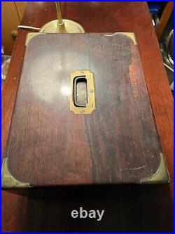 RosewoodMahogany 1825 writing box w Sheffield plate glass jars & nib flint