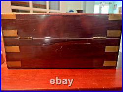 RosewoodMahogany 1825 writing box w Sheffield plate glass jars & nib flint