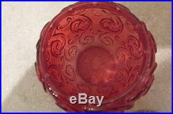 S38 antique cranberry art glass bisquit jar OSM CO ONEIDA silver handle bail lid