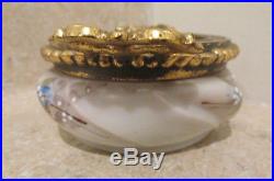 S38 antique wavecrest pin dresser jar enameled gold ormolu handles