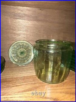 SALE? Antique 1930's Cameo Ballerina Green Depression Glass Cookie Jar
