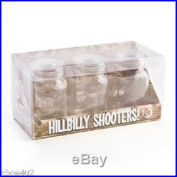 SET OF 3 HILLBILLY SHOOTERS MASON JAR GLASS SHOT MUG GLASSES WITH HANDLE
