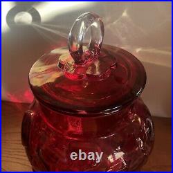 SUPER RARE Vintage Hazel Atlas TRANSPARENT RED Glass Gingerbread Man Cookie Jar