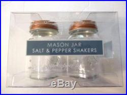 Salt and Pepper Shaker Set Mason Jar with Copper Lid, glass handle, clear box