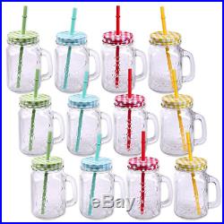 Schramm 12-pack drinking glasses with lid, handle and straw drinking straw Jar