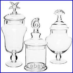 Seashell Handle Clear Glass Apothecary Food Storage Jars/Decorative Centerpieces