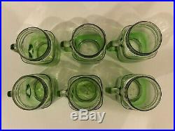 Set 6 Core Glassware Green Ombre Fade Mason Jar Glasses 16oz withHandle No Lid