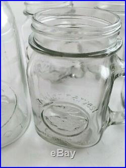Set 7 Vintage Golden Harvest Glass Drinking Jar with Handle 16 oz & Mason Jar