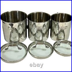 Set Of 3 All-Clad Stainless Steel Canisters Glass Lids All Clad Graduated Sizes