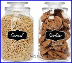 Set of 2 Glass Food Storage Canister Jar with Airtight Lid and Chalkboard Labels