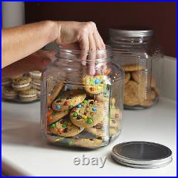 Set of 4 Clear Glass 1 Gallon Cracker Jar with lid, Kitchen Storage Jars