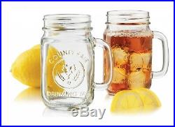(Set of 4) Libbey Country Fair 4-Piece Drinking Jar with Handle, 490ml, Clear